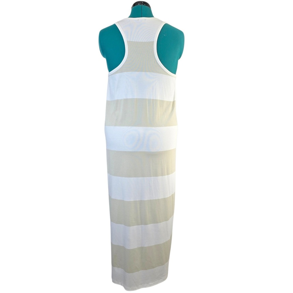 Splendid Striped Maxi Dress Halter Tank Style Beige White Large Vacation - Picture 3 of 9